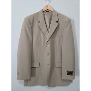 Gianni Vironi Mens Tan Beige 3 Button Blazer Sport Coat Jacket 42R Classic Fit